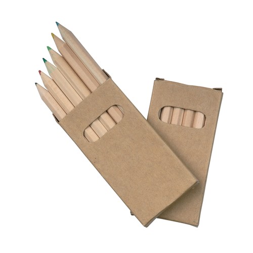 Set 6 crayons color s dans bo te en carton (4,5 x 9 cm)- section hexagonal - 1
