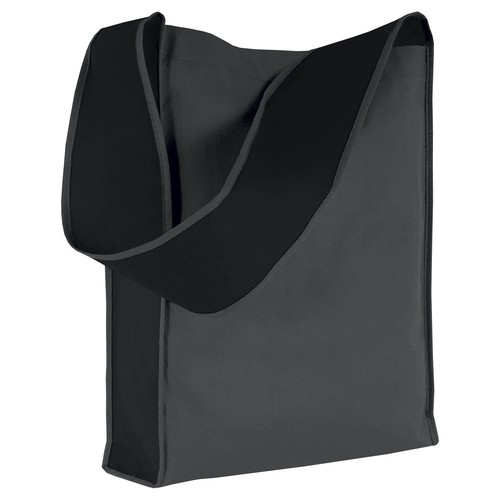 Shopper avec soufflet en TNT 80 g/m2 cousu avec bandoulière - 1