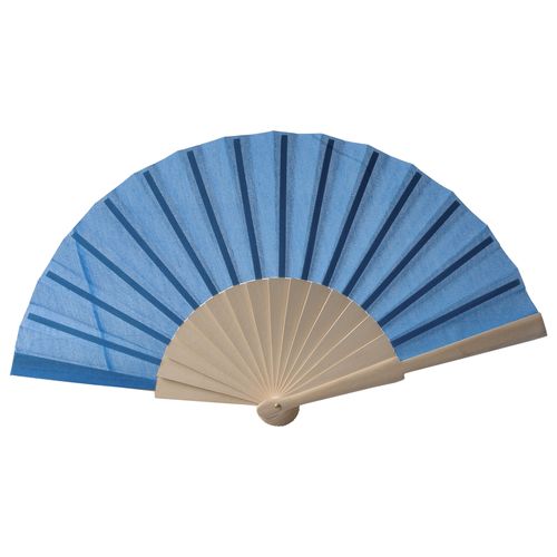 Éventail en tissu polycoton (coton + polyester) avec manche en bois, longueur 23 cm - 1