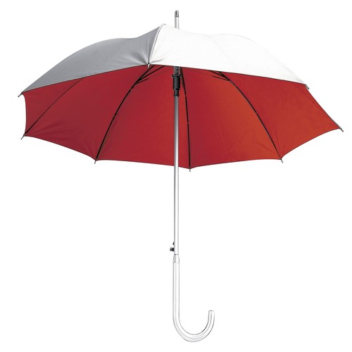 Parapluie Deluxe personnalisé, automatique avec corps, pointe et poignée courbée en aluminium. Matériel