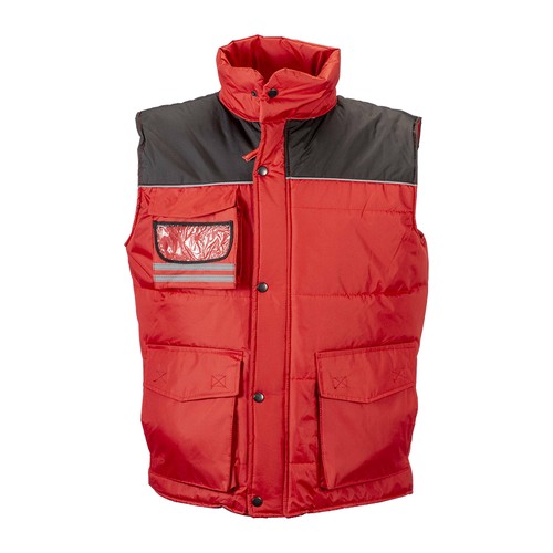 Padded, water-resistant polyester vest with reflective piping