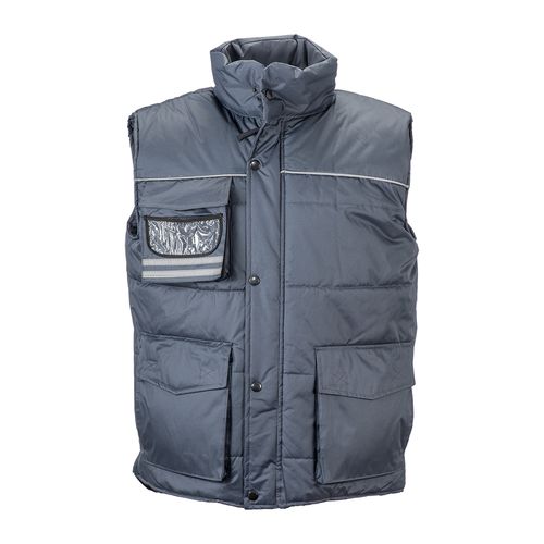 Gilet rembourré sans manche en polyester imperméabilisé avec bordure réfléchissante - 1