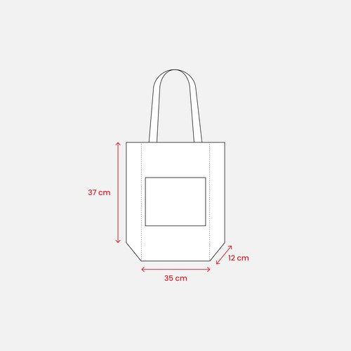 Shopper avec soufflet à la base en Jute avec anses et poche externe (18 x 15 cm) en coton thumbnail 4