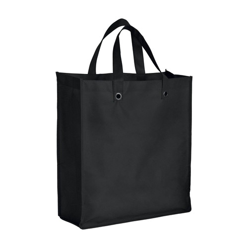 Shopper pliable avec soufflet en TNT 80g/m2 cousu, anses courtes - 1