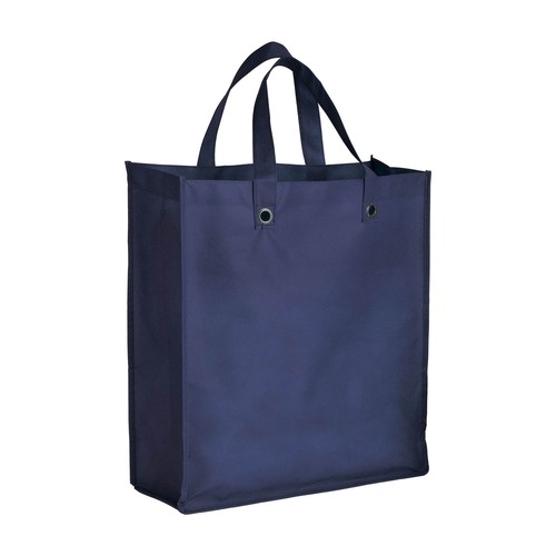 Shopper pliable avec soufflet en TNT 80g/m2 cousu, anses courtes - 1