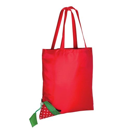 Shopper pliable en forme de fraise en polyester 190T, avec feuille personnalisable - 1
