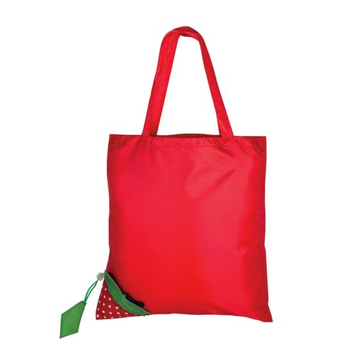 Shopper pliable en forme de fraise en polyester 190T, avec feuille personnalisable - 2