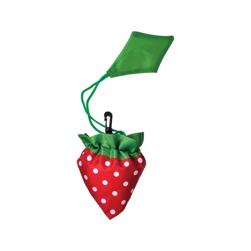 Shopper pliable en forme de fraise en polyester 190T, avec feuille personnalisable - 3