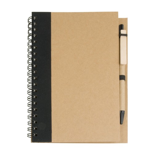 Cahier   anneaux en papier recyclable avec stylo en carton - 1