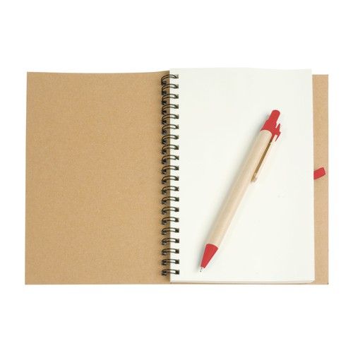 Cahier   anneaux en papier recyclable avec stylo en carton - 2