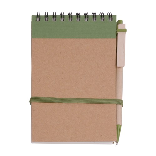 Bloc notes en papier recyclable avec stylo en carton (9x14,8 cm) - 1