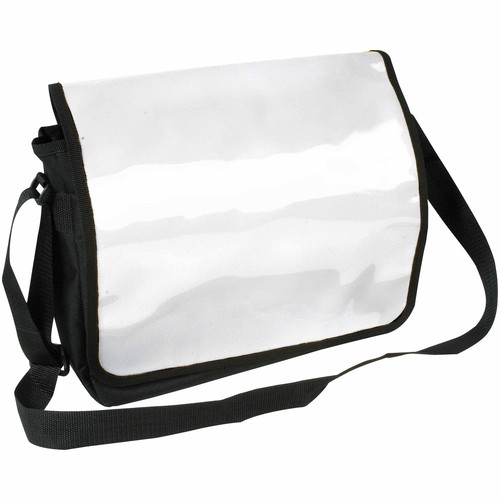 600D polyester book bag with adjustable shoulder strap and shiny PVC flap