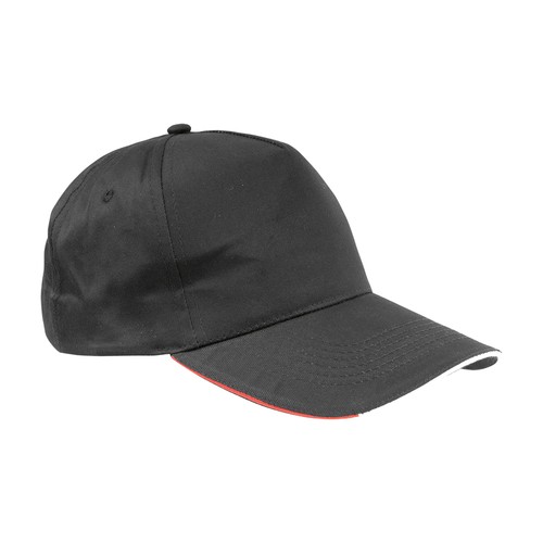 Casquette en coton, 5 panneaux avec broderie tricolore sur la fermeture, fermeture velcro - 1