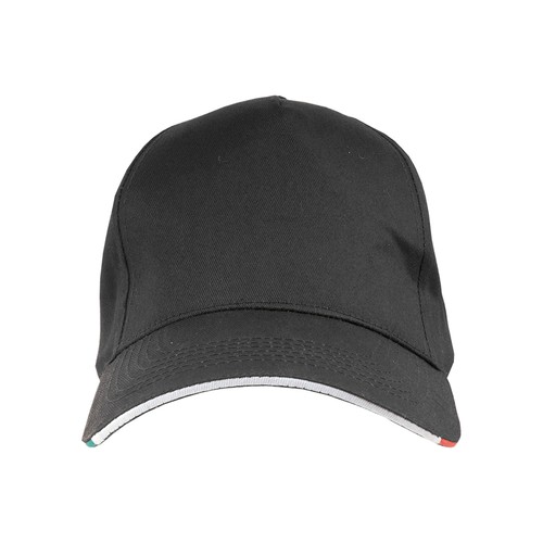 Casquette en coton, 5 panneaux avec broderie tricolore sur la fermeture, fermeture velcro - 2