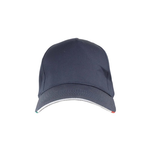 Casquette en coton, 5 panneaux avec broderie tricolore sur la fermeture, fermeture velcro - 2