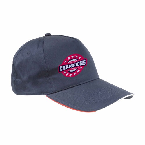 Casquette en coton, 5 panneaux avec broderie tricolore sur la fermeture, fermeture velcro - 4