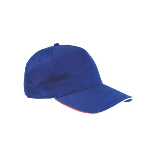 Casquette en coton, 5 panneaux avec broderie tricolore sur la fermeture, fermeture velcro - 1