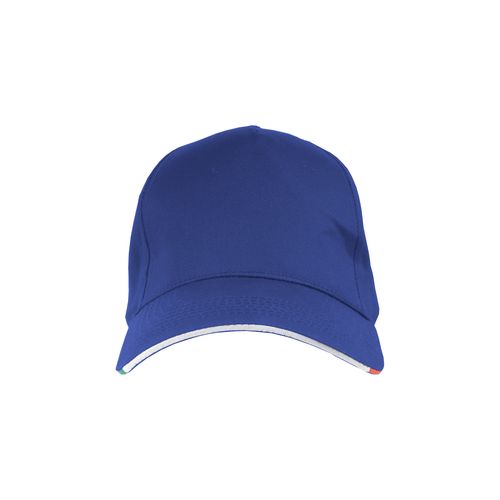 Casquette en coton, 5 panneaux avec broderie tricolore sur la fermeture, fermeture velcro - 2