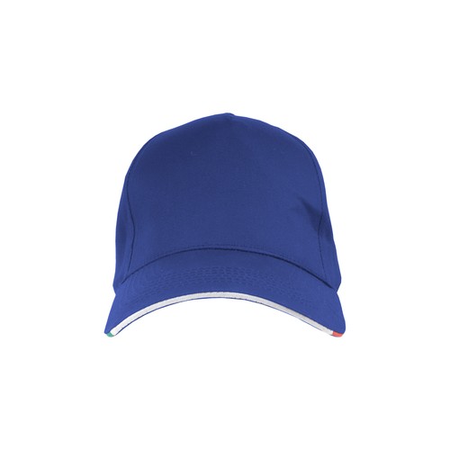 Casquette en coton, 5 panneaux avec broderie tricolore sur la fermeture, fermeture velcro - 2
