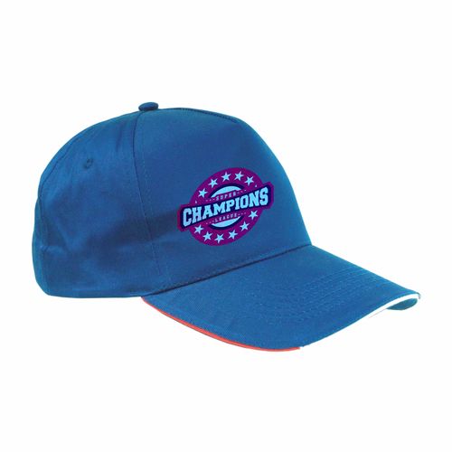 Casquette en coton, 5 panneaux avec broderie tricolore sur la fermeture, fermeture velcro - 4