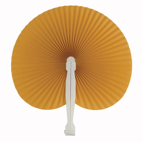 Éventail en papier coloré avec manche en plastique blanc, longueur 26 cm - 2