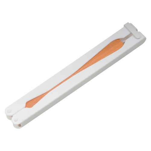 Éventail en papier coloré avec manche en plastique blanc, longueur 26 cm - 3