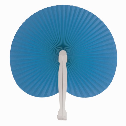 Éventail en papier coloré avec manche en plastique blanc, longueur 26 cm - 2