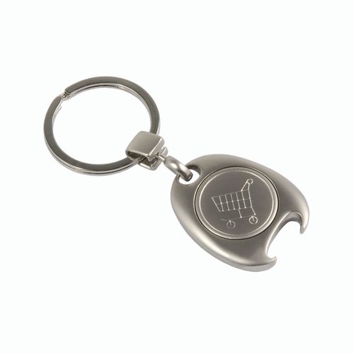Porte-cl s en m tal avec jeton pour chariot (9x3,5 cm) - 1