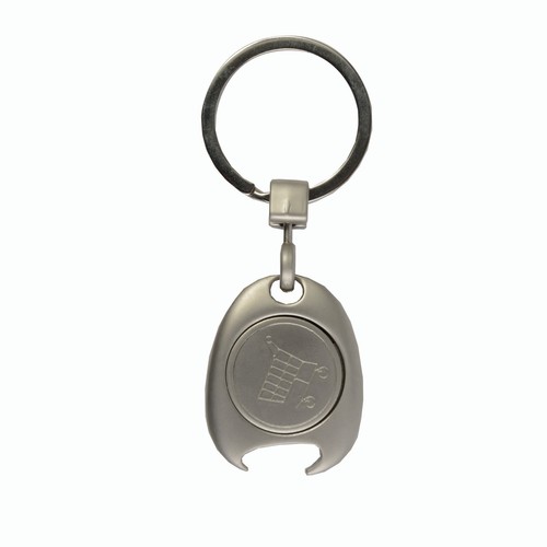 Porte-cl s en m tal avec jeton pour chariot (9x3,5 cm) - 2