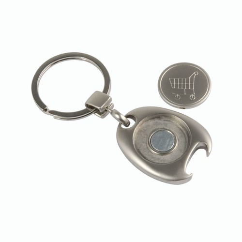Porte-cl s en m tal avec jeton pour chariot (9x3,5 cm) - 3