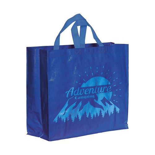 Shopper avec soufflet en PP laminé 120g/m2, anses courtes en ruban - 3