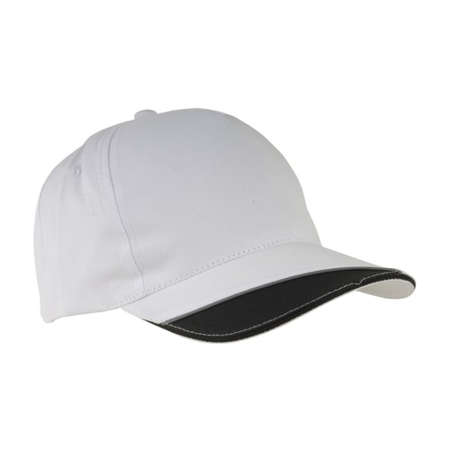 Casquette en coton personnalisée, 5 panneaux avec partie colorée sur la visière et bande réfléchissante