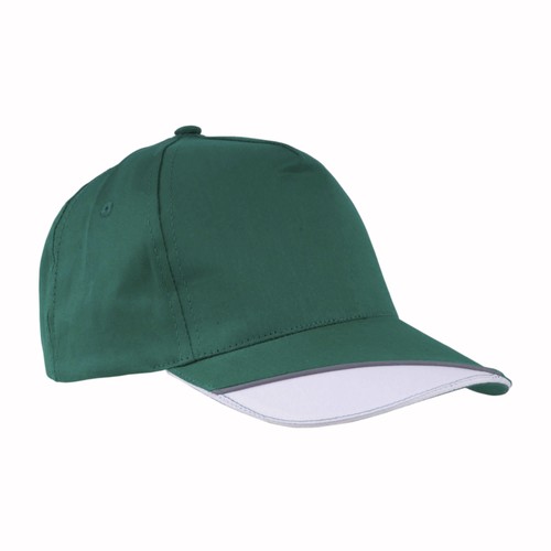Cotton 5-panel cap with white section on the visor and reflective piping