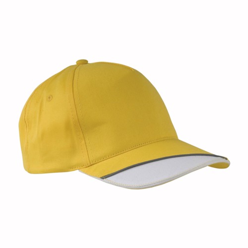 Casquette personnalisée en coton, 5 panneaux avec partie blanche sur la visière et bande réfléchissante