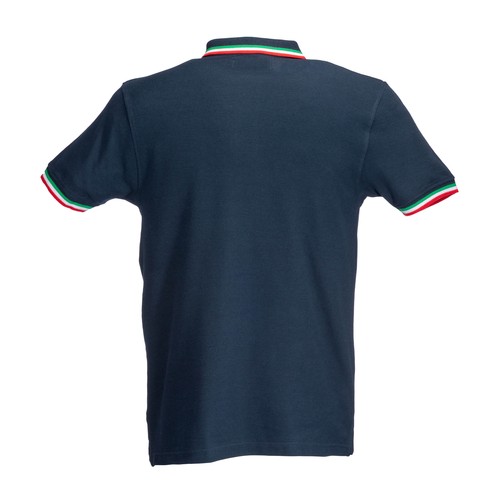 Polo 100% coton piqué 180g/m2, mancese courtes, bordures tricolores et fermeture avec 2 bo - 2