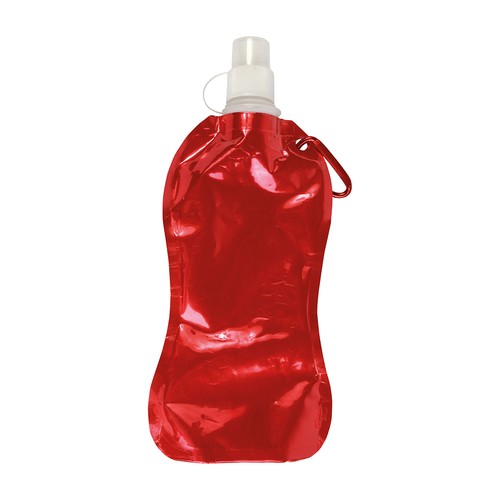 Foldable PE/PET BPA free water bottle (480ml), with snap hook