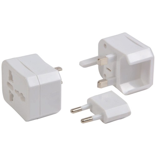 Adaptateur prise universelle avec poche en plastique. Input et Output : 100-125V 6A ou 110 - 3