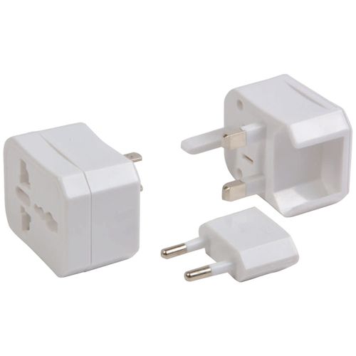 Adaptateur prise universelle avec poche en plastique. Input et Output : 100-125V 6A ou 110 - 3