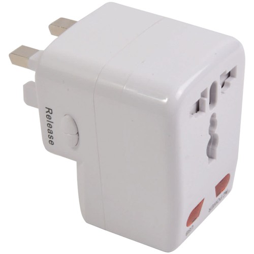 - Adaptateur prise universelle personnalisé avec entrée USB. Input 100-125V 6A ou 220-250V 6A. ATTENTION