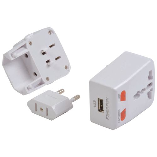 Adaptateur prise universelle avec entrée USB. Input 100-125V 6A ou 220-250V 6A. ATTENTION - 3