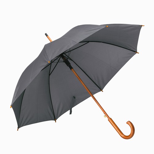 Automatic umbrella with wood shaft, ferrule and handle