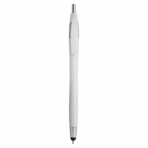Stylo en plastique satiné avec stilet écran tactile - 1