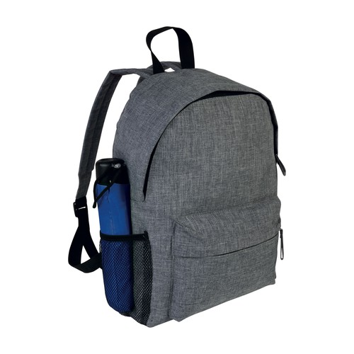 Sac à dos en polyester bicolore personnalisé, effet mélangé avec 3 poches dont une latérale en filet