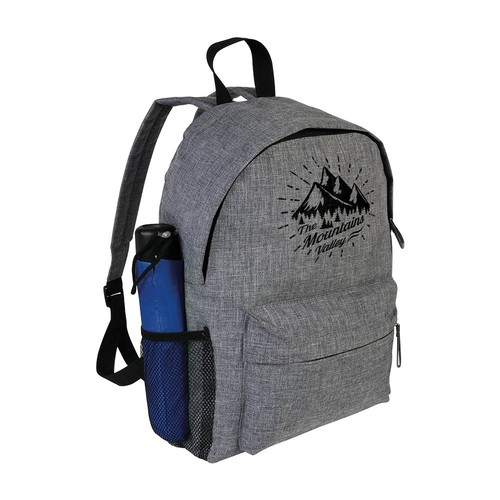 Sac à dos en polyester bicolore, effet mélangé avec 3 poches dont une latérale en filet - 3