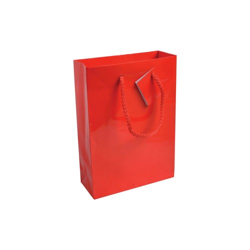 157 g/m2 laminated paper shopping bag with gusset and bottom reinforcement, string handles