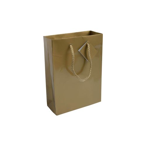 Shopper avec soufflet en carte laminée 157 g/m2 avec renforcement à la base, anses en cord - 1