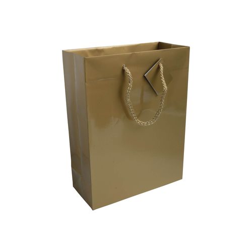 Shopper avec soufflet en carte laminée 157g/m2 avec renforcement au fond, anses en corde e - 1