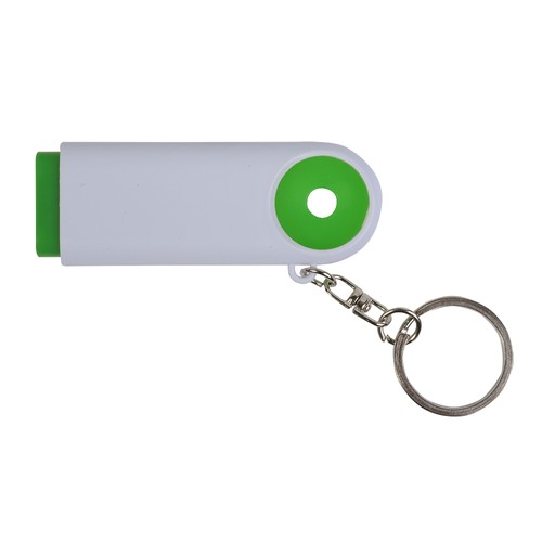 Plastic key ring with shopping trolley token and 2-LED light Plastic key ring with shopping trolley token and 2-LED light