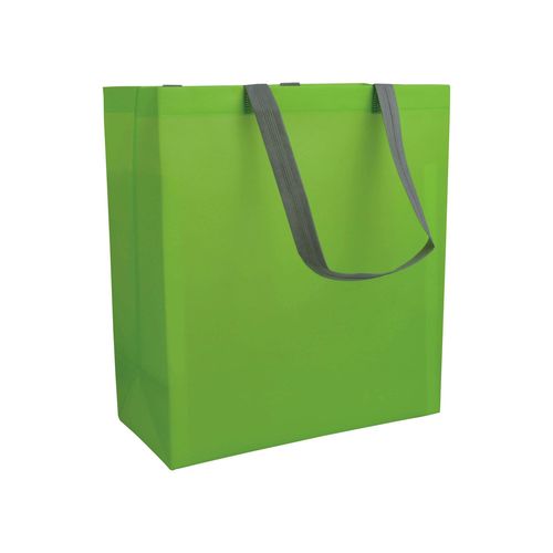 Shopper avec soufflet en TNT laminé 100g/m2 thermosoudé, anses longues - 1