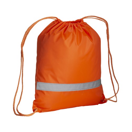 Sac à dos en polyester 210T avec bande réfléchissante, fermeture réglable à cordon - 1